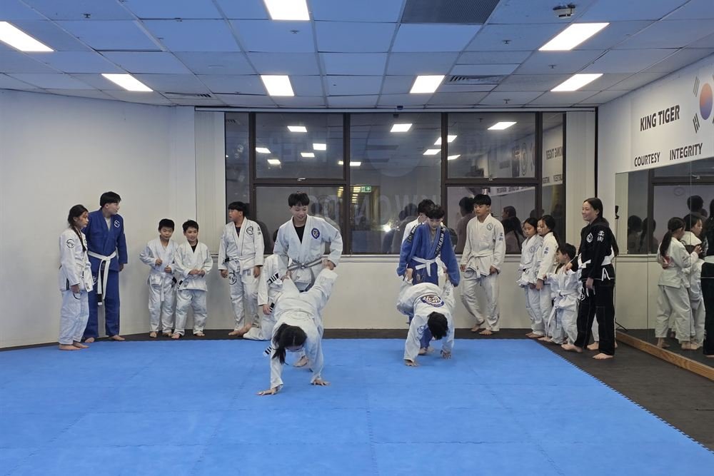 A wide view of the Carlingford mat during class