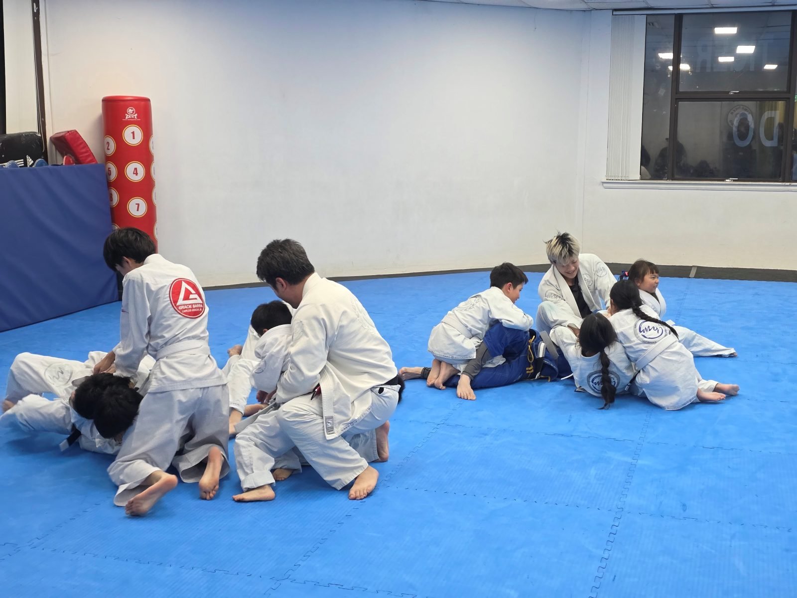 The full mat during open mat, with several pairs training at once